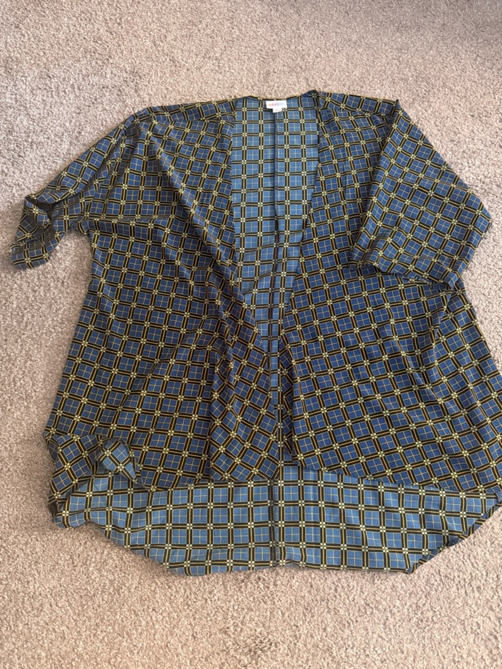 LulaRoe Hi Low Small Blue Plaid Open Front Cover Up